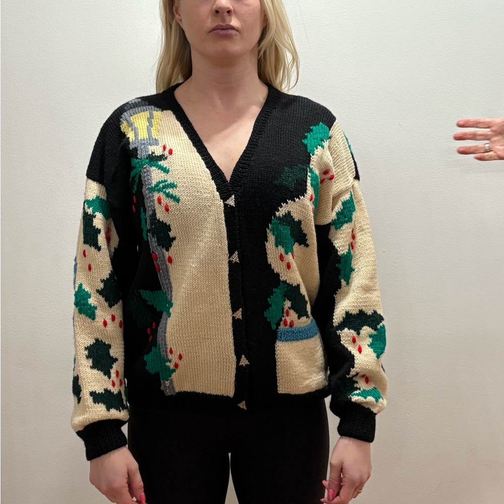 Berek Black and Cream Holiday Cardigan